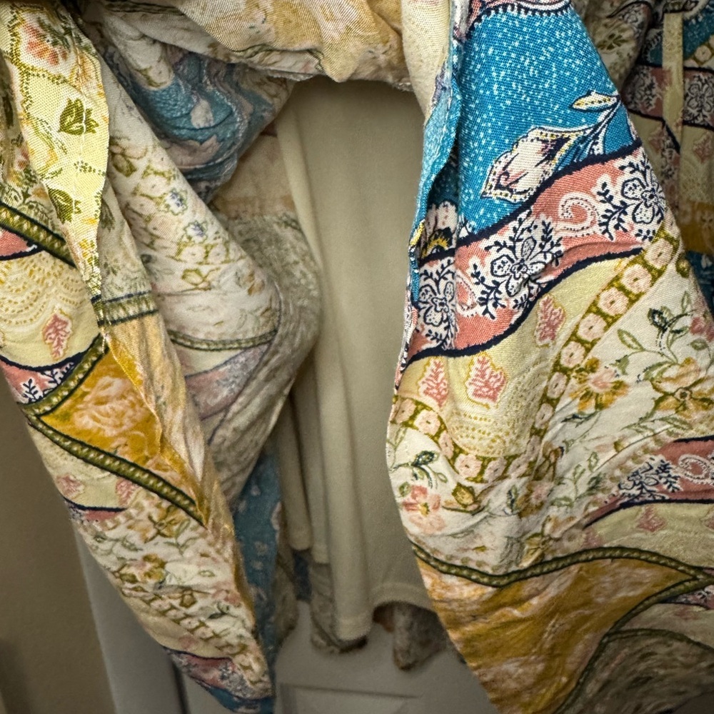 Bohemian Patchwork Dress in Blue and Yellow 1X - Picture 11 of 13